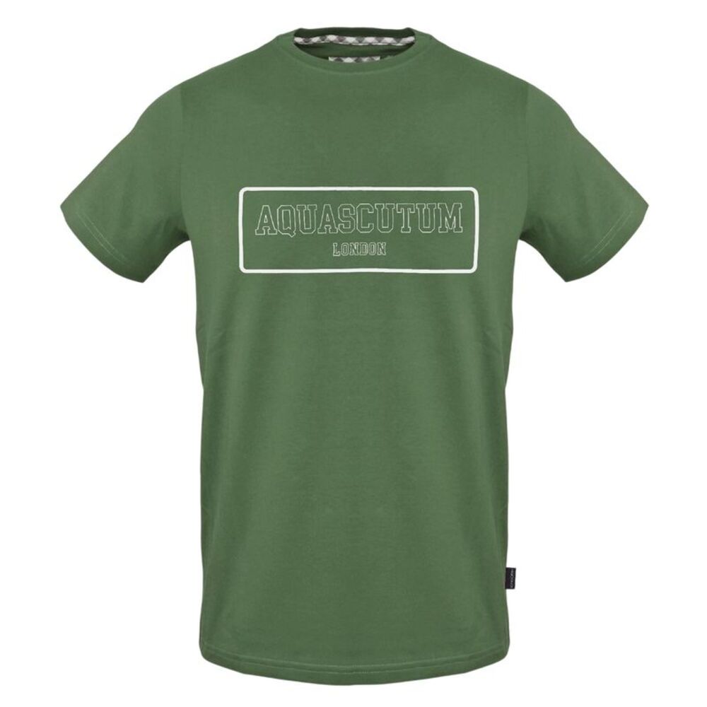 Aquascutum Mens Graphic Print Slim T-Shirt / Military Green